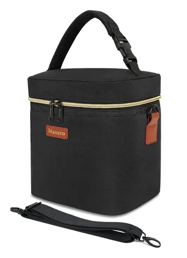 Cooler Bag with Ice Pack, Fits 6 Baby Bottles Up to 330 ml, Insulated Bottle Bag for Nursing Moms, Daycare &amp; On-the-Go - Black