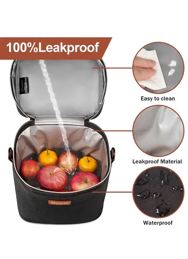 Cooler Bag with Ice Pack, Fits 6 Baby Bottles Up to 330 ml, Insulated Bottle Bag for Nursing Moms, Daycare &amp; On-the-Go - Black