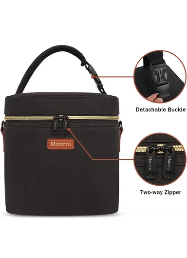 Cooler Bag with Ice Pack, Fits 6 Baby Bottles Up to 330 ml, Insulated Bottle Bag for Nursing Moms, Daycare &amp; On-the-Go - Black