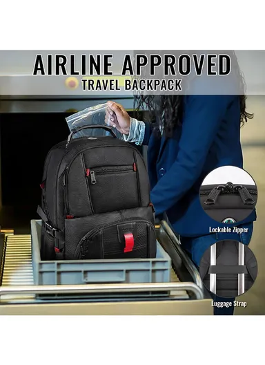 Water-Resistant Laptop Backpack with USB Charging Port &amp; Expandable Storage - Black