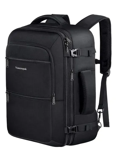 Large Capacity Waterproof Laptop Backpack, Multifunctional Travel &amp; Business Bag -  Black