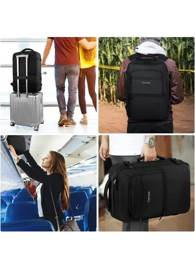Large Capacity Waterproof Laptop Backpack, Multifunctional Travel &amp; Business Bag -  Black