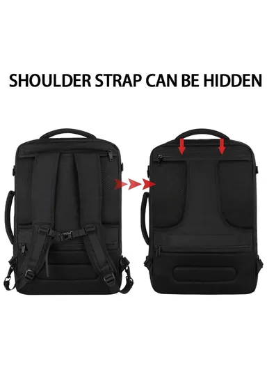 Large Capacity Waterproof Laptop Backpack, Multifunctional Travel &amp; Business Bag -  Black