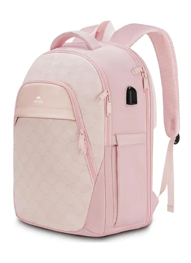 Water-Resistant Travel Laptop Backpack with USB Charging Port &amp; Lay-Flat Security Design - Black