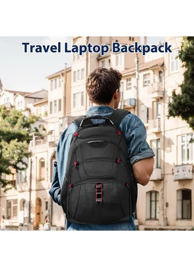 Travel Laptop Backpack with Anti-Theft Pocket &amp; USB Charging - Black