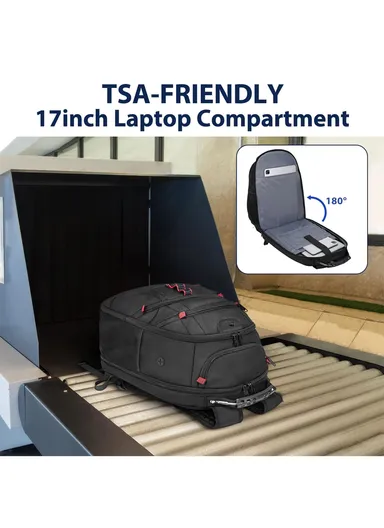 Travel Laptop Backpack with Anti-Theft Pocket &amp; USB Charging - Black