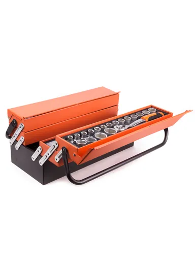 85 PCS Professional Grade Tool Set with Heavy-Duty Metal Box, 1/4" &amp; 1/2" Dual-Driver CT128502