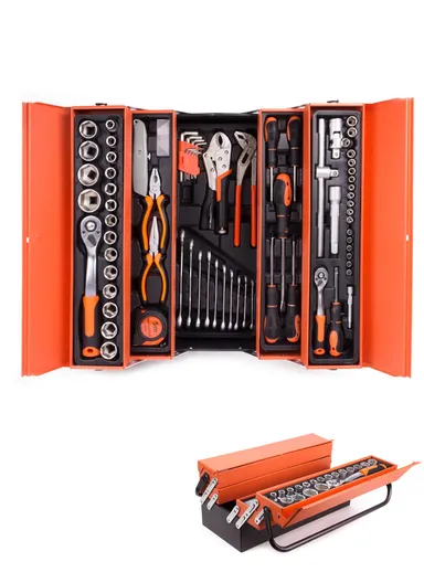 85 PCS Professional Grade Tool Set with Heavy-Duty Metal Box, 1/4" &amp; 1/2" Dual-Driver CT128502