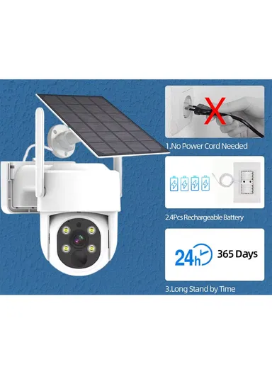 2CH NVR KIT: 3.0MP 2-Camera PTZ Dome Solar WiFi Security Kit With 500GB HDD NVR Recorder Kit K8216-B3-Q-XG-DQ03-2