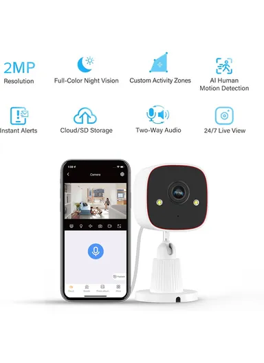 8-channel Wireless Camera Kit, IP66 Waterproof With H.265 NVR, 2TB HDD, 2MP HD Smart Life Applications TS7008-8