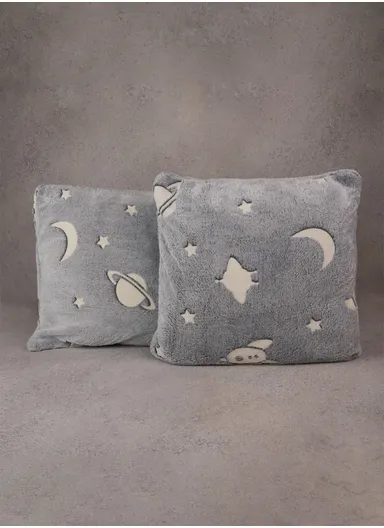 Glow-in-The-Dark Space Pillow 45 x 45 cm - Grey