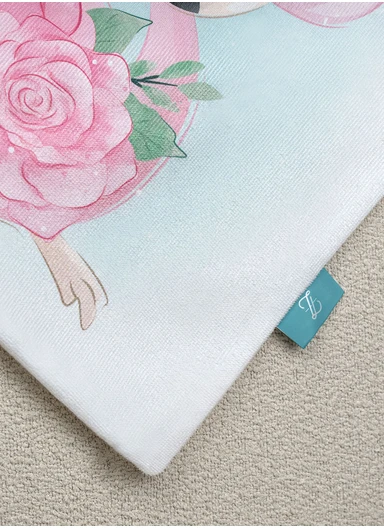 43 x 43 cm Floral Flamingo Fantasy Printed Decorative Cover Cushion - Pink / White