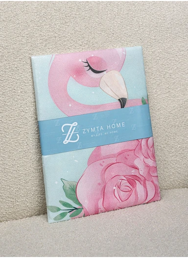 43 x 43 cm Floral Flamingo Fantasy Printed Decorative Cover Cushion - Pink / White