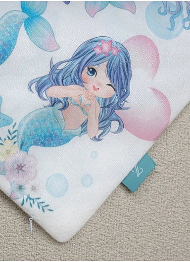 43 x 43 cm Princess Dreams Printed Decorative Cover Cushion - Blue / Purple