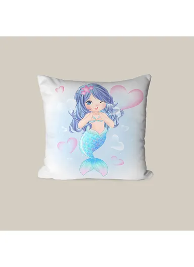 43 x 43 cm Mermaid's Dream Printed Decorative Cover Cushion - Blue / Purple