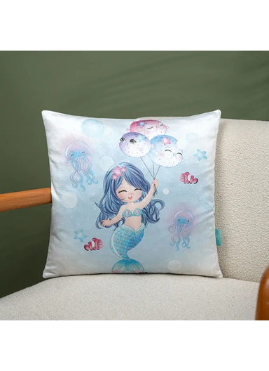 43 x 43 cm Mermaid's  Sky Printed Decorative Cover Cushion - Blue / Purple