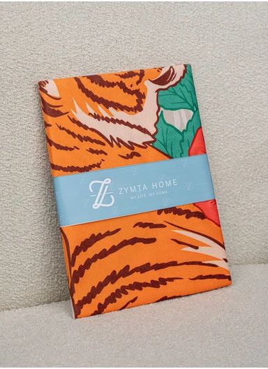 43 x 43 cm Tiger's Grace Printed Decorative Cover Cushion - Orange / Green