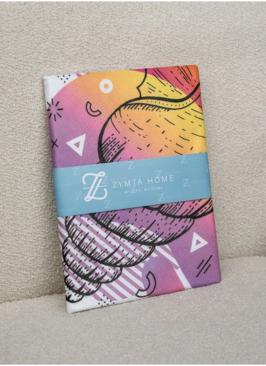 43 x 43 cm Sea Shell Printed Decorative Cover Cushion - Fuchsia / Yellow / Orange