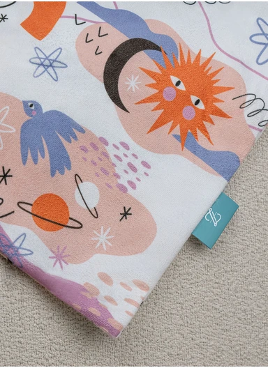 43 x 43 cm Pico Printed Decorative Cover Cushion - Ecru / Orange / Plum