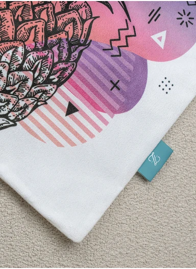 43 x 43 cm Pineapple Printed Decorative Cover Cushion - Purple / White