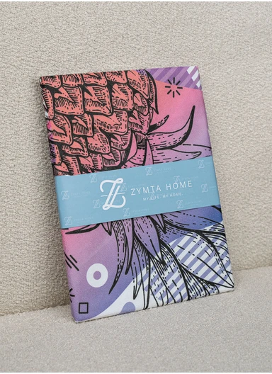 43 x 43 cm Pineapple Printed Decorative Cover Cushion - Purple / White