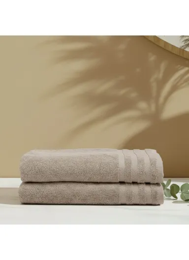 2 Pieces Modern 70 x 140 cm Bath Towel Set Premium Cotton - Beige