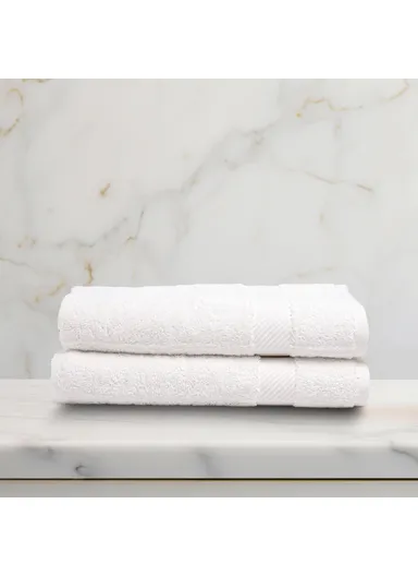 2 Pieces Simple 70 x 140 cm Bath Towel Set Premium Cotton - White