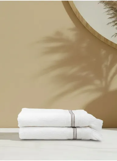 2 Pieces Classy 70 x 140 cm Bath Towel Set Premium Cotton - White