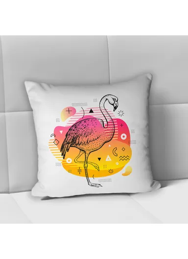 43 x 43 cm Goose Printed Decorative Cover Cushion - Pink / Yellow
