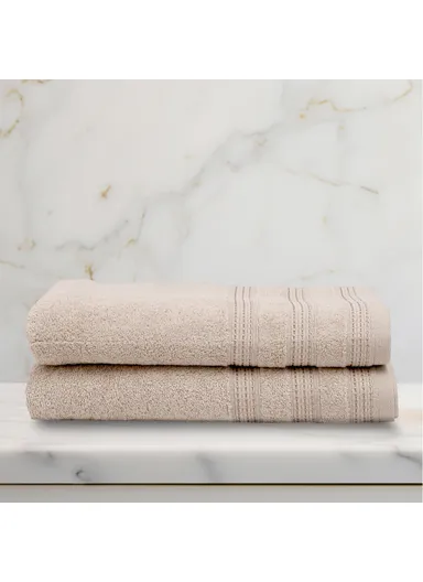 2 Pieces Stylish 70 x 140 cm Face Towel Set Premium Cotton - Beige