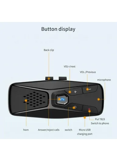 Bluetooth-compatible 5.0 Sun Visor Clip Wireless Audio Receiver Hands-free Phone Amplifier Music Player T823