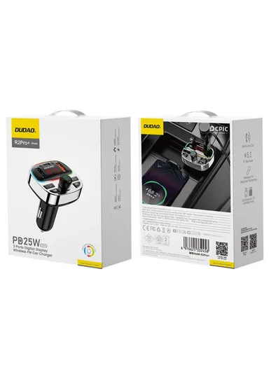Colorful Light Bluetooth Car Kit Hands-Free Call MP3 Player with PD Type-C &amp; Dual USB Car Charger R2Pro+