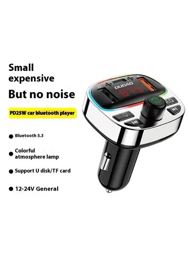 Colorful Light Bluetooth Car Kit Hands-Free Call MP3 Player with PD Type-C &amp; Dual USB Car Charger R2Pro+