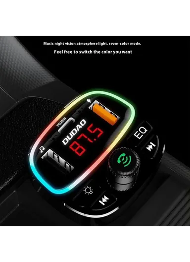 Colorful Light Bluetooth Car Kit Hands-Free Call MP3 Player with PD Type-C &amp; Dual USB Car Charger R2Pro+