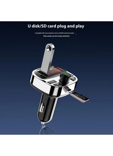 Colorful Light Bluetooth Car Kit Hands-Free Call MP3 Player with PD Type-C &amp; Dual USB Car Charger R2Pro+