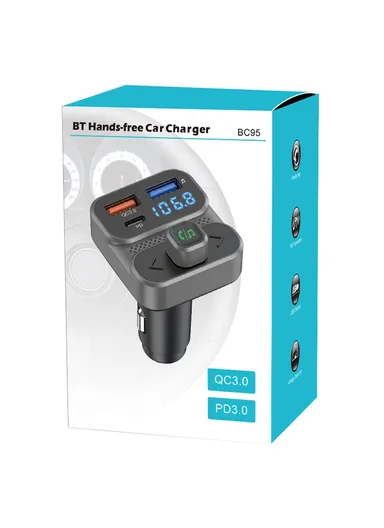 36W Car MP3 Music Player PD Type-C Dual USB Charger Bluetooth-compatible Hands-free Call Adapter FM Transmitter BC95