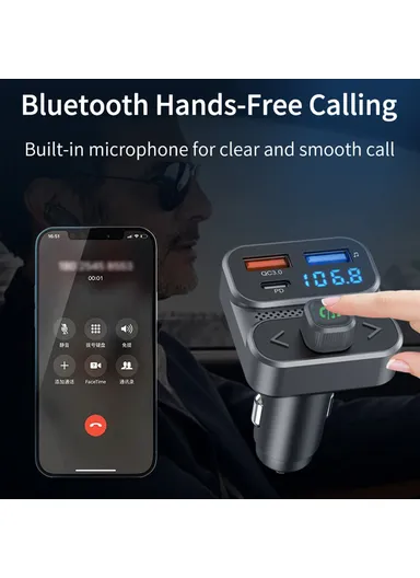 36W Car MP3 Music Player PD Type-C Dual USB Charger Bluetooth-compatible Hands-free Call Adapter FM Transmitter BC95