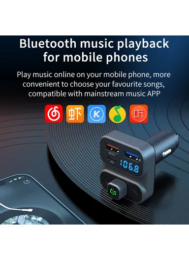36W Car MP3 Music Player PD Type-C Dual USB Charger Bluetooth-compatible Hands-free Call Adapter FM Transmitter BC95