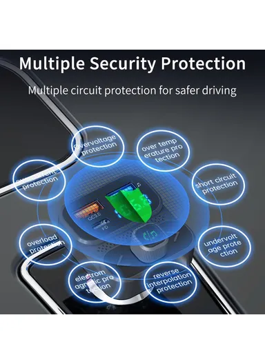 36W Car MP3 Music Player PD Type-C Dual USB Charger Bluetooth-compatible Hands-free Call Adapter FM Transmitter BC95