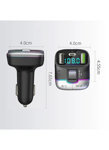 Bluetooth 5.3 Hands-free Call U-disk MP3 Music Player Type-C with Dual USB Car Charger GZ01