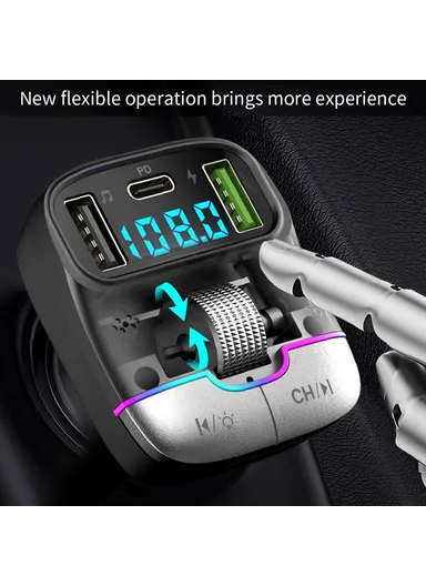 Bluetooth 5.3 Hands-free Call U-disk MP3 Music Player Type-C with Dual USB Car Charger GZ01