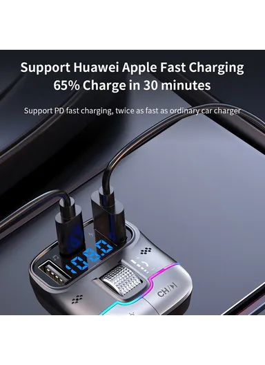 Bluetooth 5.3 Hands-free Call U-disk MP3 Music Player Type-C with Dual USB Car Charger GZ01