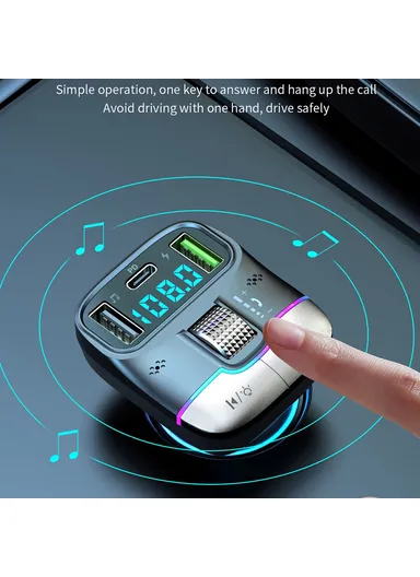 Bluetooth 5.3 Hands-free Call U-disk MP3 Music Player Type-C with Dual USB Car Charger GZ01
