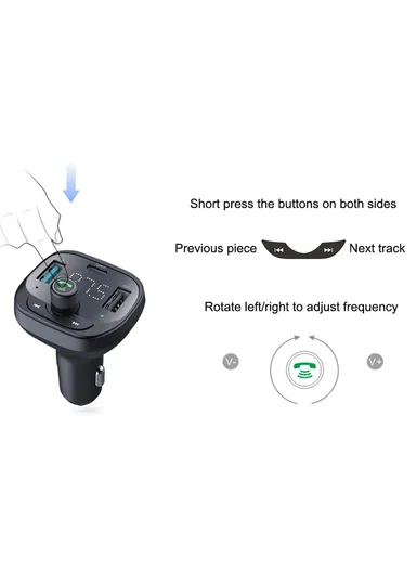 Multi-Purpose Car Music Player with Bluetooth 5.0, FM Transmitter, QC3.0 USB Fast Charging &amp; TF Card/U-disk/BT S-21