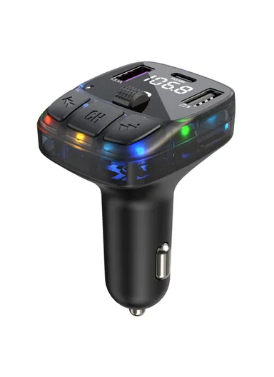 Colorful Light Car MP3 Player Bluetooth-compatible, Hands-free Call, FM Transmitter, PD Type-C &amp; Dual USB Car Charger C57