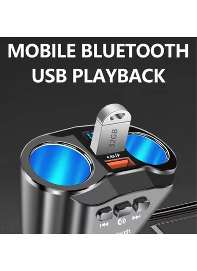 4.8A Wireless Car Cigarette Lighter Socket Multi Use All in One Bluetooth Charger A9