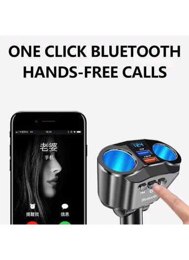 4.8A Wireless Car Cigarette Lighter Socket Multi Use All in One Bluetooth Charger A9