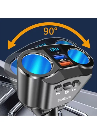 4.8A Wireless Car Cigarette Lighter Socket Multi Use All in One Bluetooth Charger A9