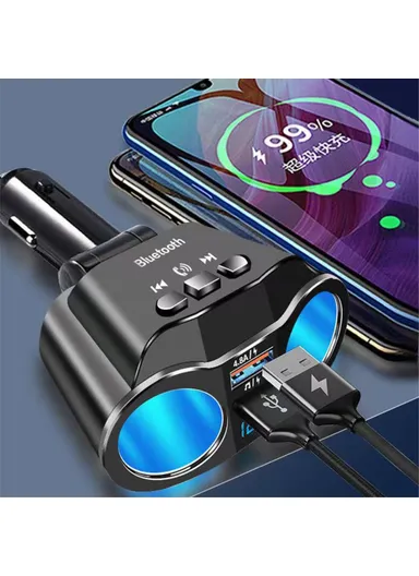 4.8A Wireless Car Cigarette Lighter Socket Multi Use All in One Bluetooth Charger A9