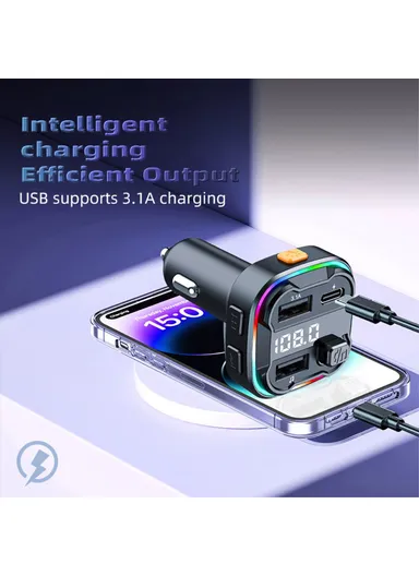 Bluetooth Hands-free Call Adapter FM Transmitter Car MP3 Music Player with Type-C &amp; Dual USB C3